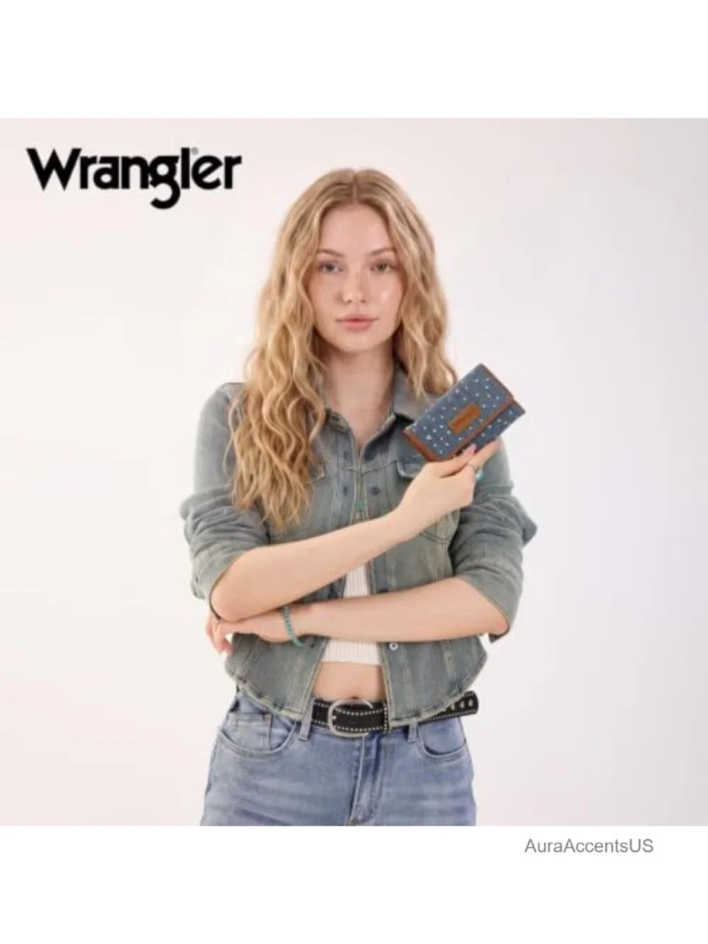 RFID Blocking Tri-fold Wallet - Compact Denim Wallet with Coin Pocket